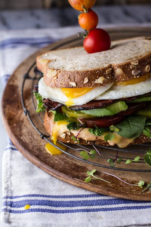 Bourbon Caramelized Bacon and Heirloom Tomato BLT w/Fried Eggs + Smoked Gouda | halfbakedharvest.com @hbharvest