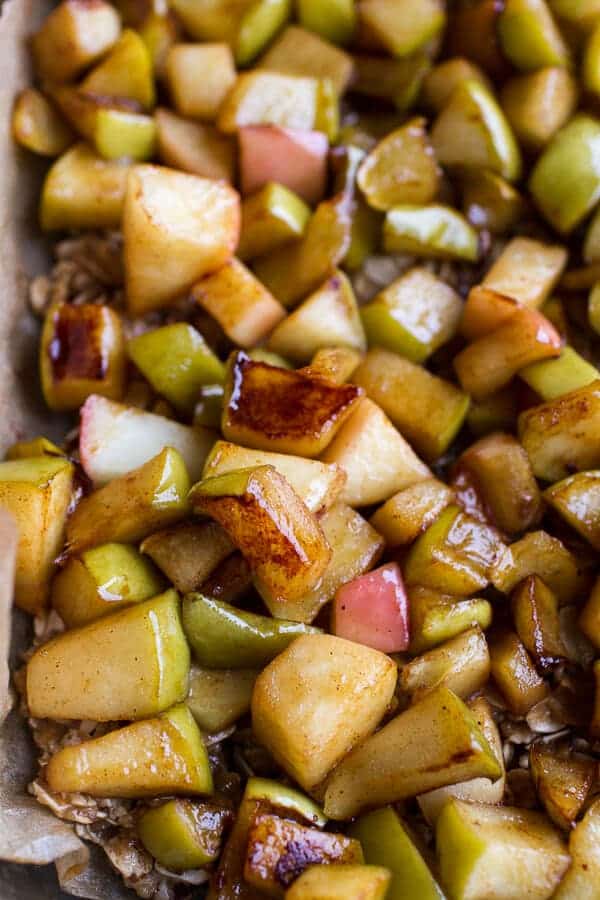 Brown Butter Caramelized Apple Crisp Bars w-Pecan Streusel + Mascarpone Maple Glaze | halfbakedharvest.com @hbharvest