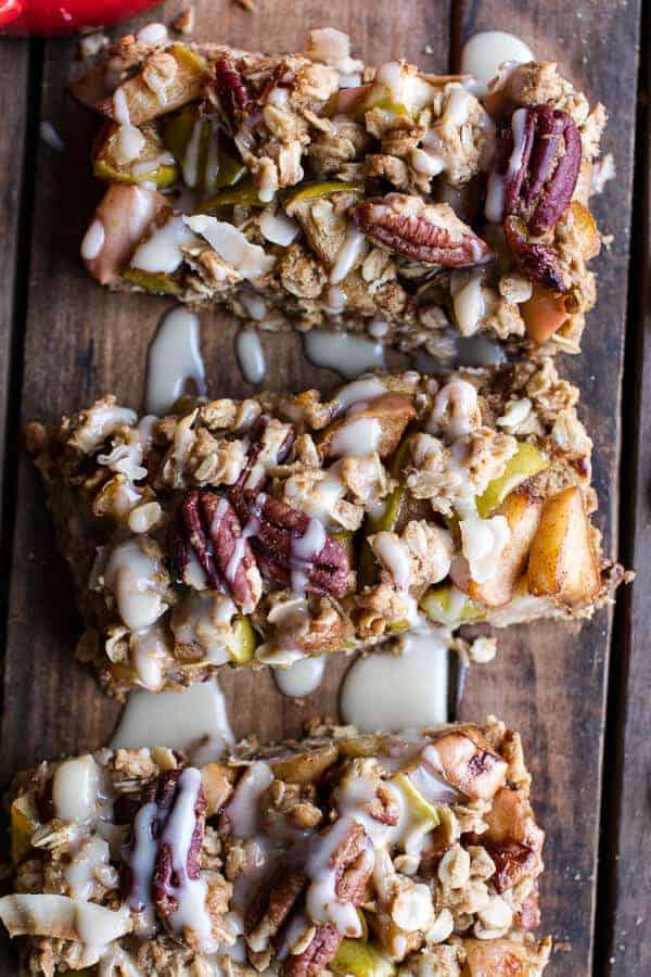 Brown Butter Caramelized Apple Crisp Bars w-Pecan Streusel + Mascarpone Maple Glaze | halfbakedharvest.com @hbharvest