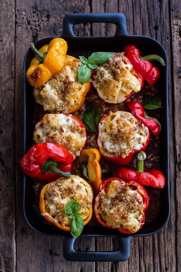Mini Italian Meatball Mac and Cheese Stuffed Peppers | halfbakedharvest.com @hbharvest