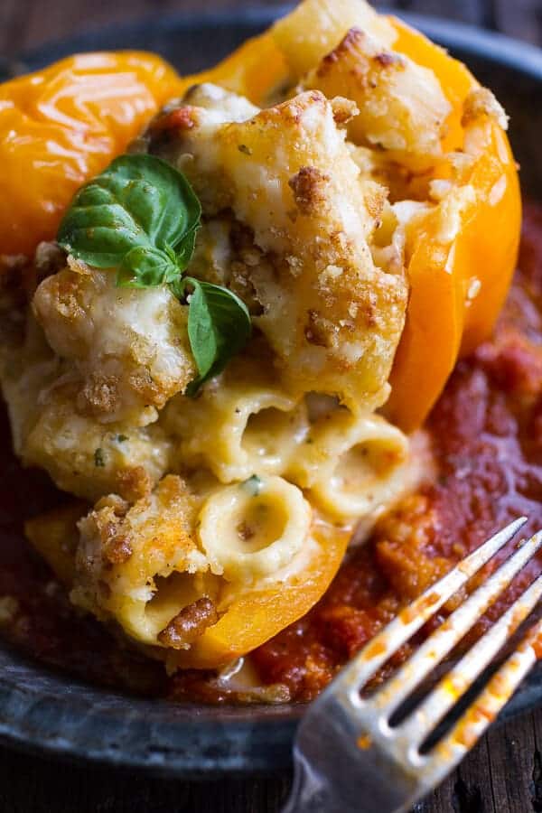 Mini Italian Meatball Mac and Cheese Stuffed Peppers | halfbakedharvest.com @hbharvest