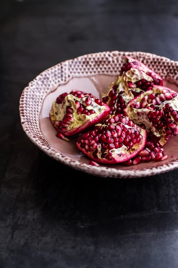 Miso Roasted Acorn Squash + Pomegranate Salad w/Waffled Cheddar Apple Tahini Grilled Cheese Triangles | halfbakedharvest.com @hbharvest