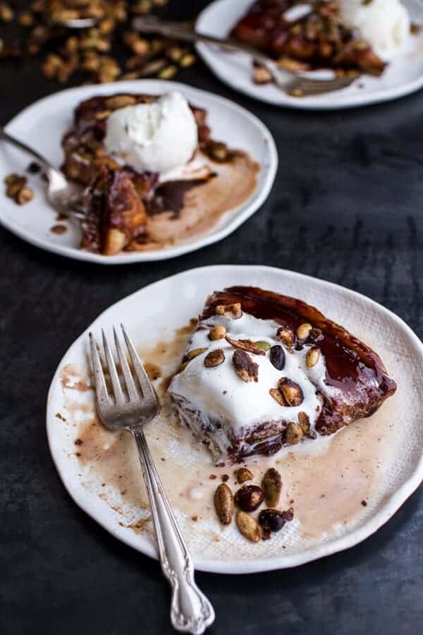 Nutella Banana Tarte Tatin with Cinnamon Sugar Roasted Pumpkin Seed and Hazelnut Crunch | halfbakedharvest.com @hbharvest