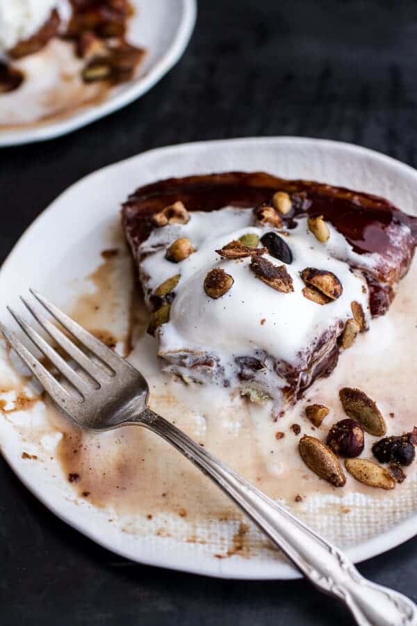 Nutella Banana Tarte Tatin with Cinnamon Sugar Roasted Pumpkin Seed and Hazelnut Crunch | halfbakedharvest.com @hbharvest