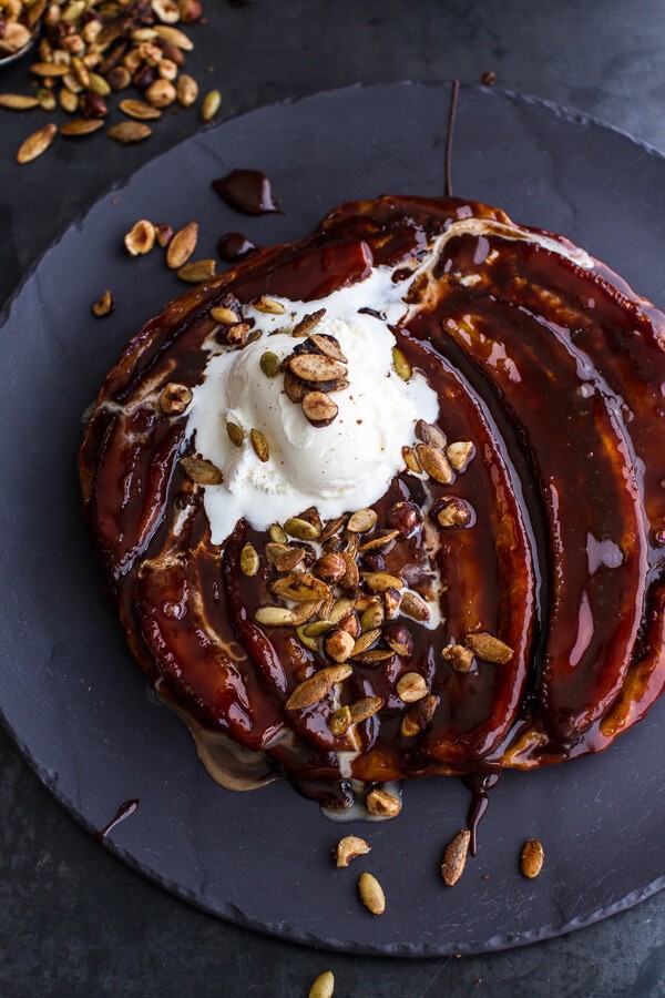 Nutella Banana Tarte Tatin with Cinnamon Sugar Roasted Pumpkin Seed and Hazelnut Crunch | halfbakedharvest.com @hbharvest
