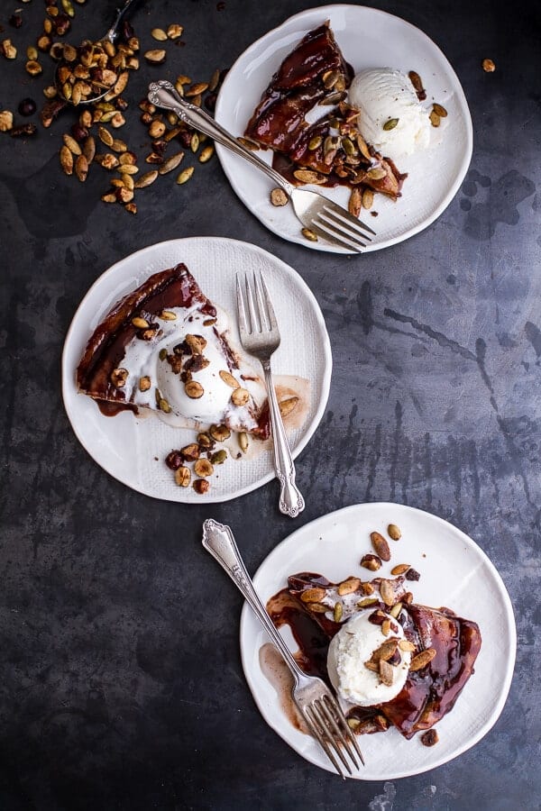 Nutella Banana Tarte Tatin with Cinnamon Sugar Roasted Pumpkin Seed and Hazelnut Crunch | halfbakedharvest.com @hbharvest