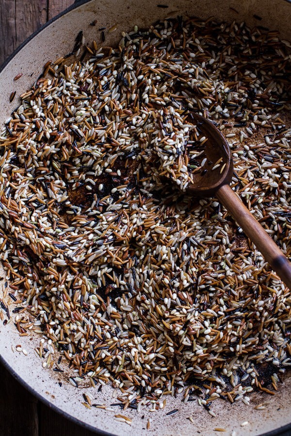 One-Pot Autumn Herb Roasted Chicken with Butter Toasted Wild Rice Pilaf |halfbakedharvest.com @hbharvest