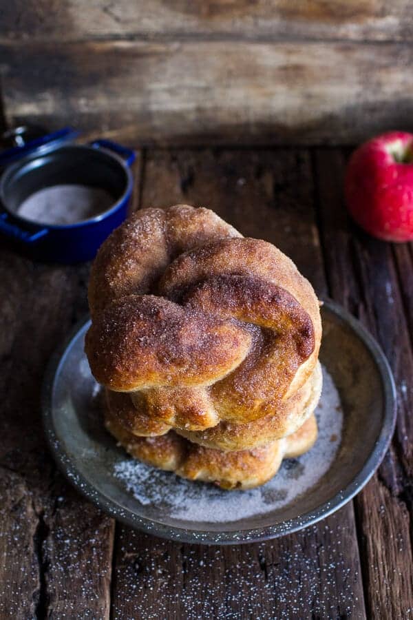 Hot Buttered Rum Apple Pie Stuffed Cinnamon Sugar Soft Pretzels | halfbakedharvest.com @hbharvest