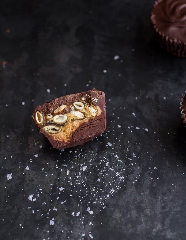 Mini Chocolate Pumpkin Seed Candy Peanut Butter Cups | halfbakedharvest.com @hbharvest