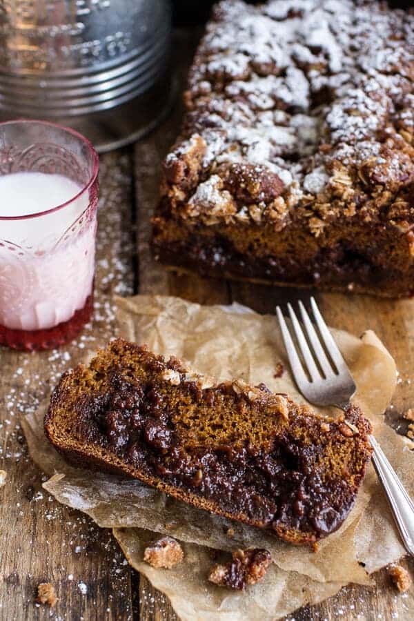 Molten Chocolate Pumpkin Streusel Bread...heavy on the Chocolate + Streusel | halfbakedharvest.com @hbharvest