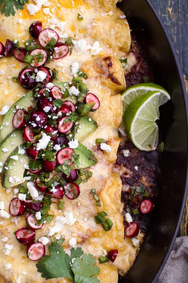 Roasted Chicken + Smoked Gouda Enchiladas w/Fire Roasted Tomatillo Cranberry Sauce | halfbakedharvest.com @hbharvest