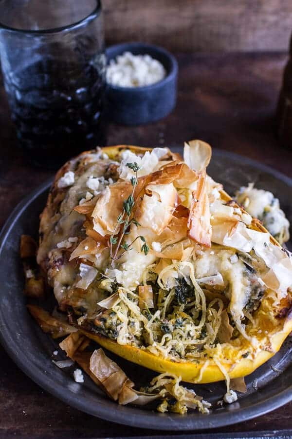 Spanakopita Stuffed Spaghetti Squash Bowls | halfbakedharvest.com @hbharvest