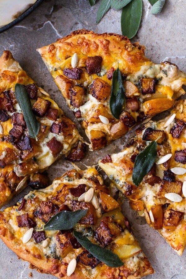 Sweet 'n' Spicy Roasted Butternut Squash Pizza w/Cider Caramelized Onions + Bacon | halfbakedharvest.com @hbharvest