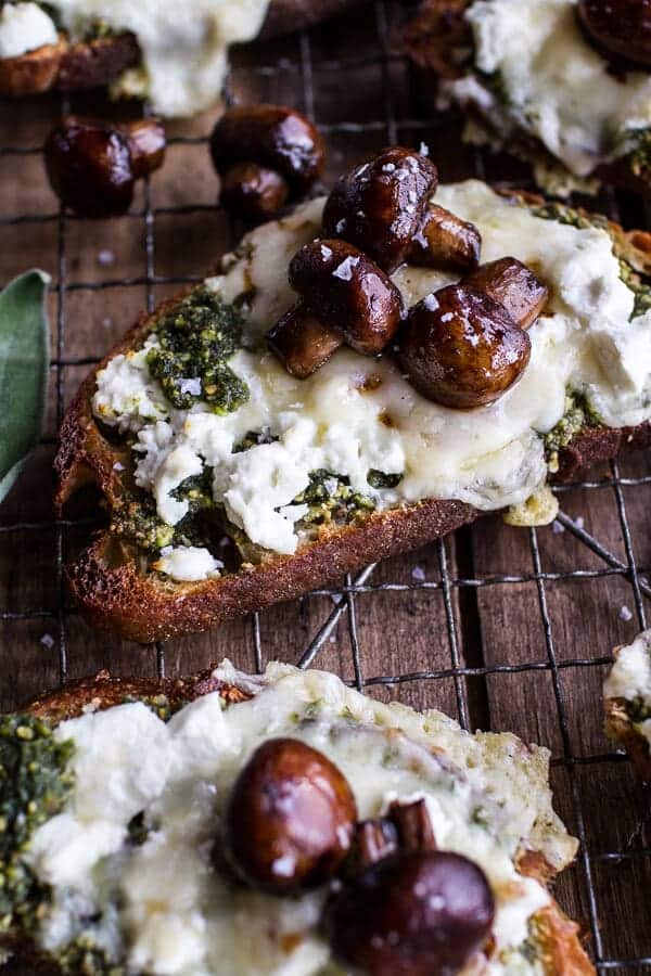 Buttered Mushroom, Sage Pesto + Goat Cheese Sourdough Toast | halfbakedharvest.com @hbharvest