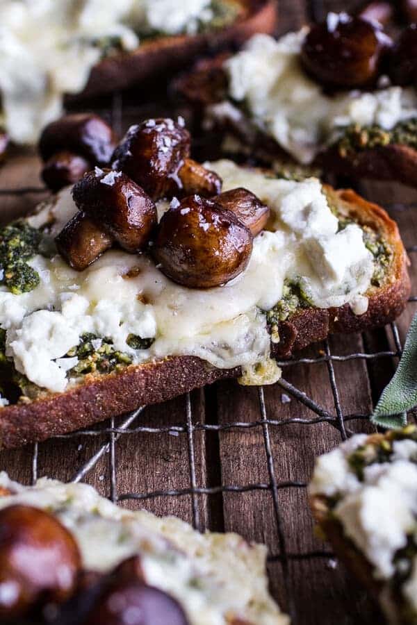 Buttered Mushroom, Sage Pesto + Goat Cheese Sourdough Toast | halfbakedharvest.com @hbharvest