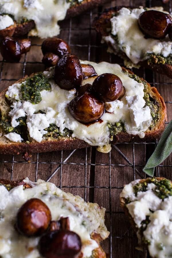 Buttered Mushroom, Sage Pesto + Goat Cheese Sourdough Toast | halfbakedharvest.com @hbharvest