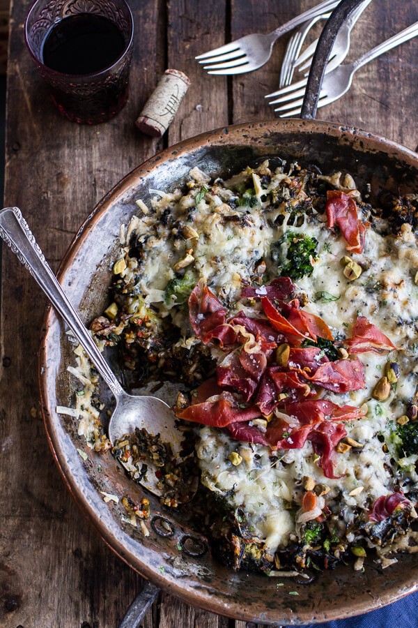 Harissa, Broccoli, Spinach, Wild Rice Casserole with Crispy Prosciutto | halfbakedharvest.com @hbharvest
