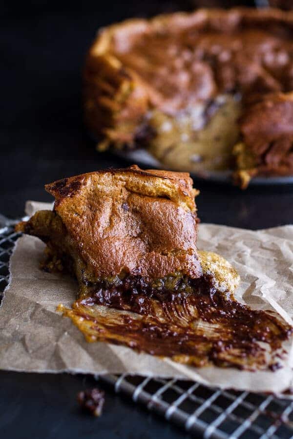 Incredibly Gooey Collapsing Chocolate Bourbon Pecan Pie Custard Cake| halfbakedharvest.com @hbharvest