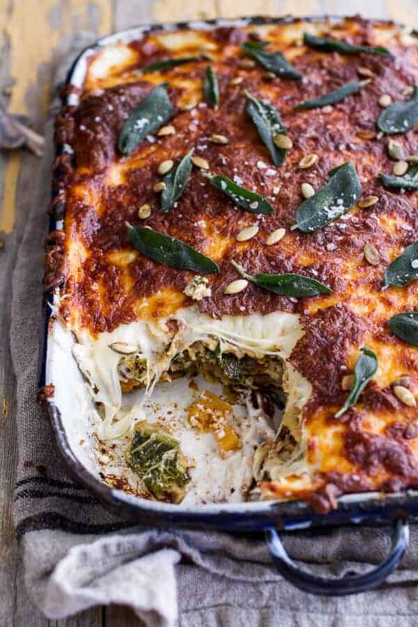 Simple Caramelized Butternut Squash and Kale Florentine Lasagna |halfbakedharvest.com @hbharvest