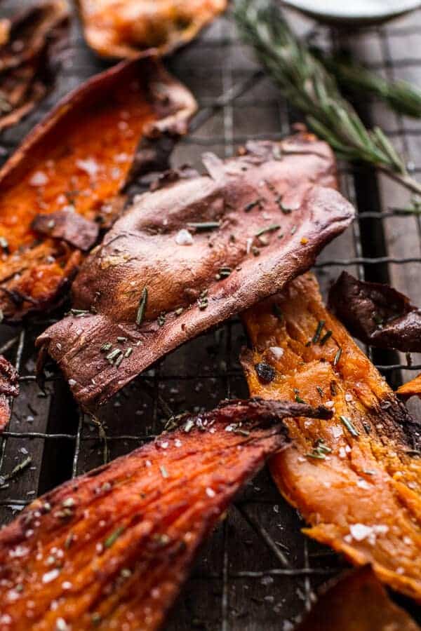 Simple Salty Sweet Potato Skin Chips | halfbakedharvest.com @hbharvest