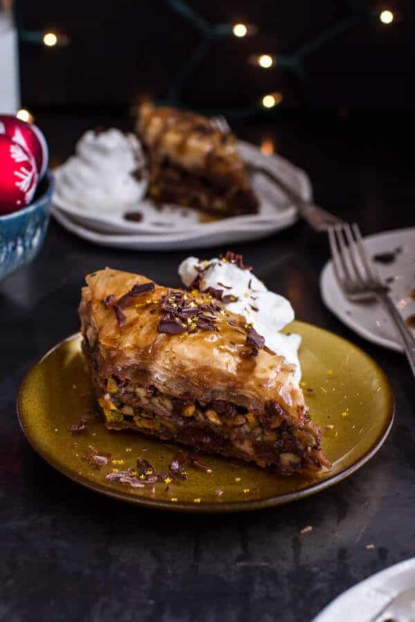 Chocolate “Candy Bar” Baklava with Butter Rum Sauce | halfbakedharvest.com @hbharvest
