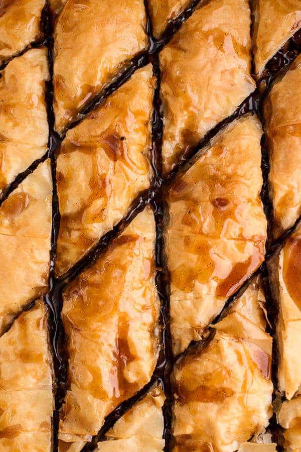 Chocolate “Candy Bar” Baklava with Butter Rum Sauce | halfbakedharvest.com @hbharvest