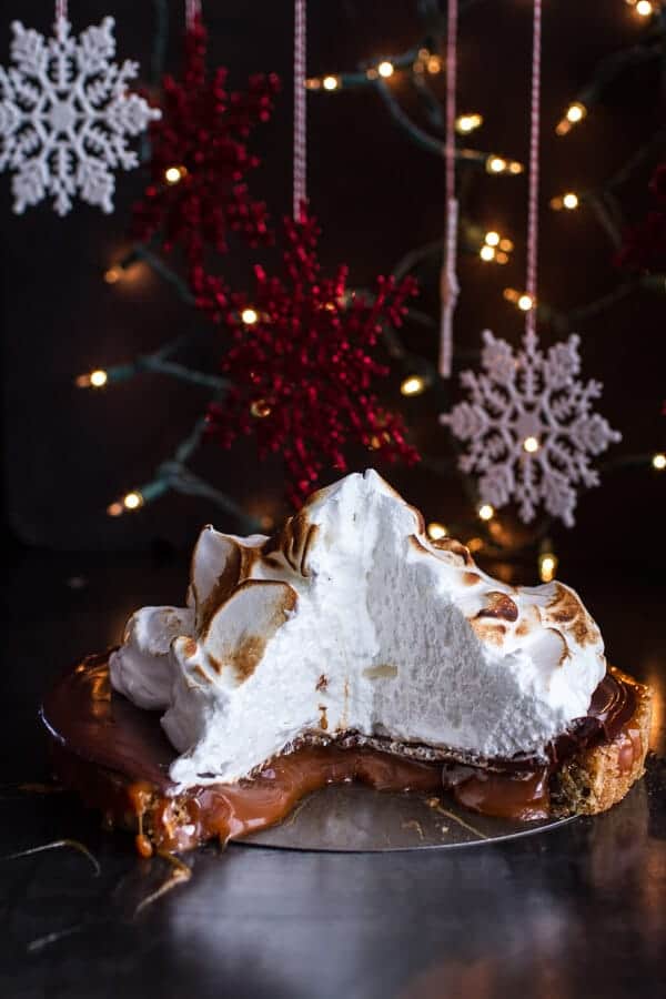 Chocolate Chip Cookie Bottomed Salted Rum Caramel Tart with Toasted Marshmallow | halfbakedharvest.com @hbharvest