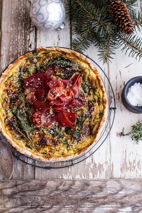 Deep Dish Spinach and Prosciutto Quiche with Toasted Sesame Crust | halfbakedharvest.com @hbharvest