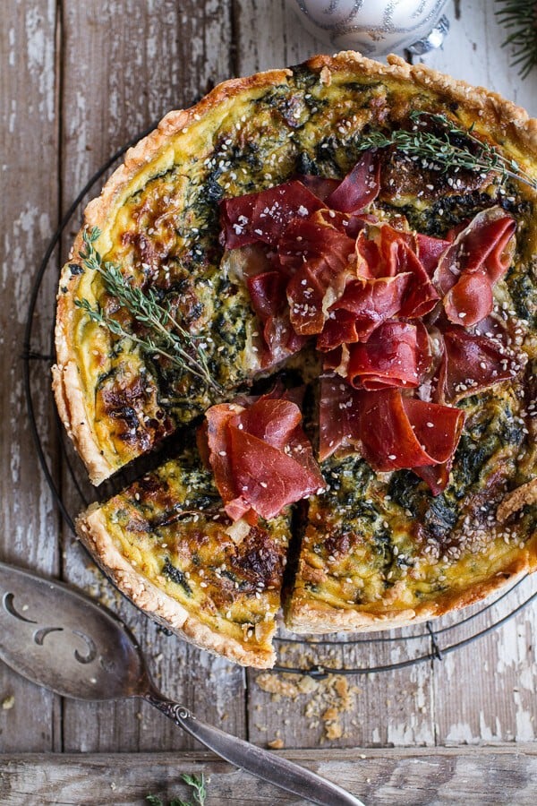 Deep Dish Spinach and Prosciutto Quiche with Toasted Sesame Crust | halfbakedharvest.com @hbharvest
