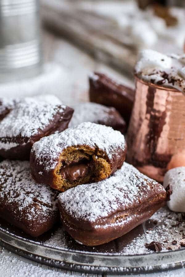 Gingerbread Surprise Beignets with Spiced Mocha Hot Chocolate | halfbakedharvest.com @hbharvest