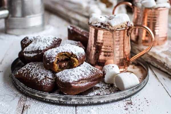 Gingerbread Surprise Beignets with Spiced Mocha Hot Chocolate | halfbakedharvest.com @hbharvest