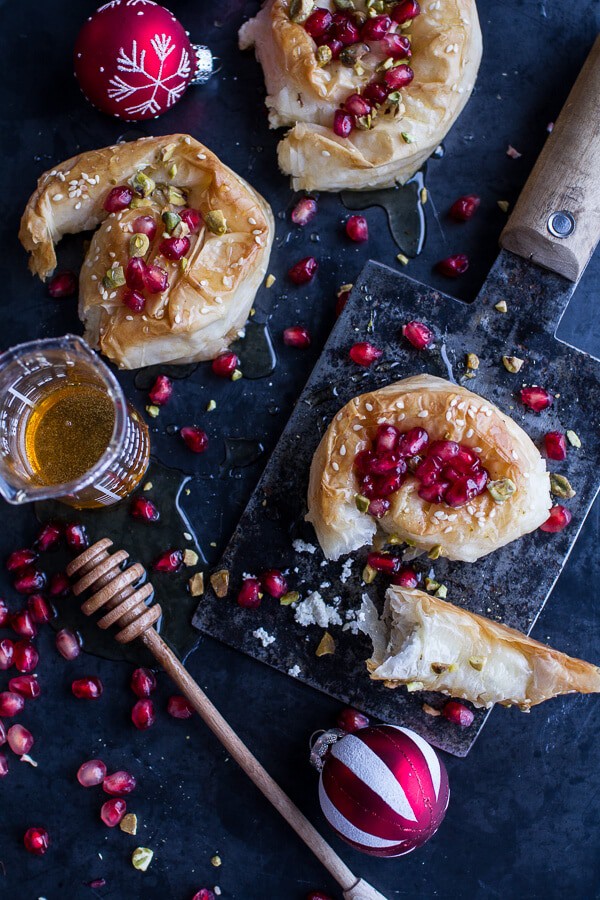 Goat Cheese Stuffed Phyllo Swirls with Pomegranate Honey + Pistachios | halfbakedharvest.com @hbharvest