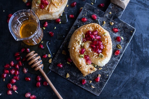 Goat Cheese Stuffed Phyllo Swirls with Pomegranate Honey + Pistachios | halfbakedharvest.com @hbharvest