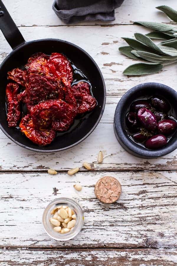 Sun-Dried Tomato and Olive Pesto Pizza with Salami + Roasted Red Peppers | halfbakedharvest.com @hbharvest