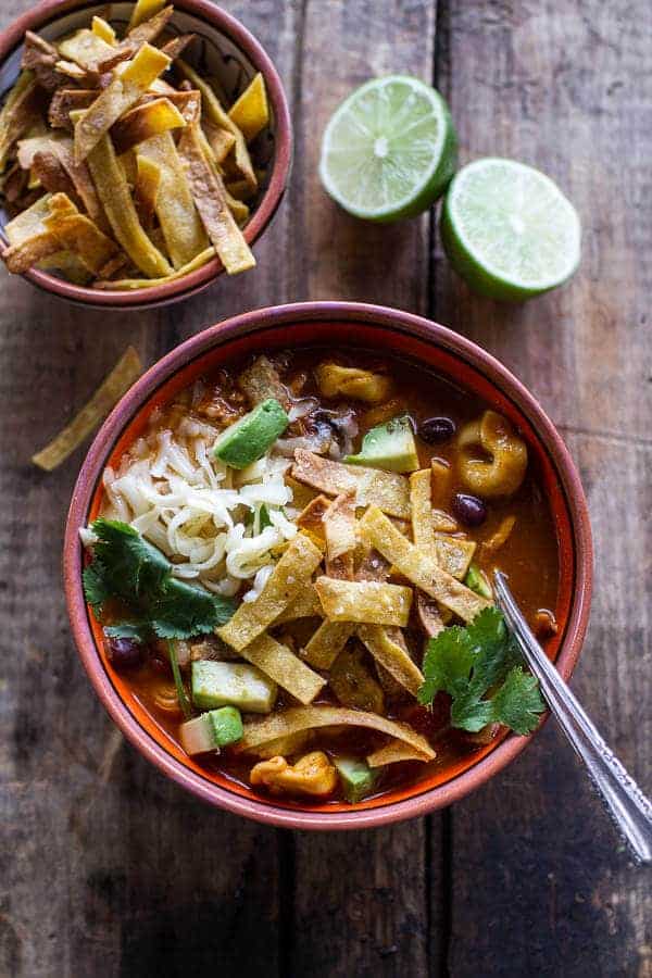 Cheesy Chicken Tortilla Tortellini Soup | halfbakedharvest.com @hbharvest