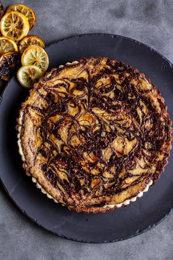 Chocolate Fudge Swirled Lemon Ricotta Tart | halfbakedharvest.com @hbharvest
