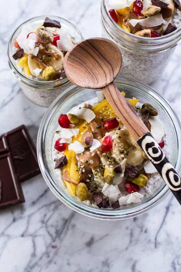 Coconut Almond Cream Chia Pudding with Superfoods + Dark Chocolate | halfbakedharvest.com @hbharvest