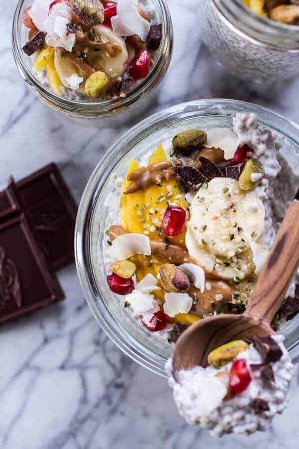 Coconut Almond Cream Chia Pudding with Superfoods + Dark Chocolate | halfbakedharvest.com @hbharvest