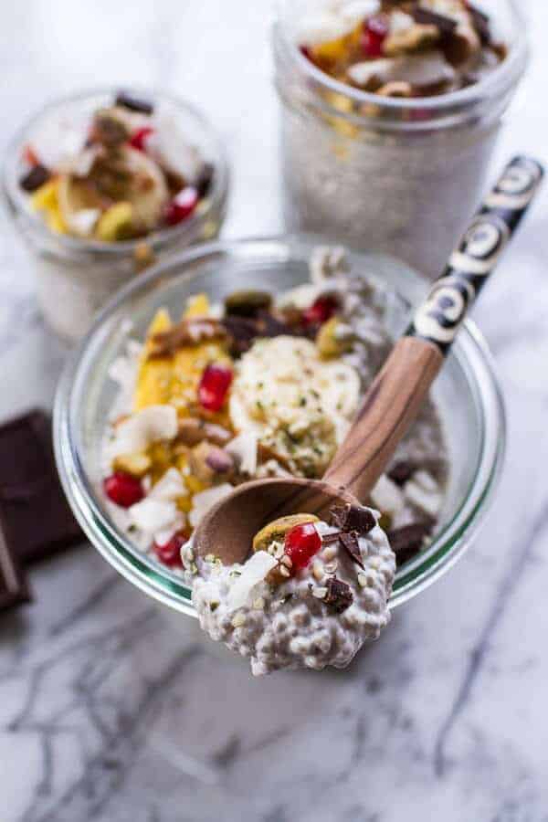 Coconut Almond Cream Chia Pudding with Superfoods + Dark Chocolate | halfbakedharvest.com @hbharvest