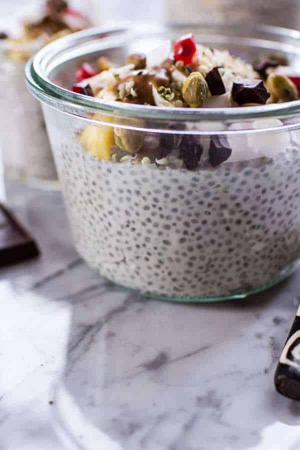 Coconut Almond Cream Chia Pudding with Superfoods + Dark Chocolate | halfbakedharvest.com @hbharvest