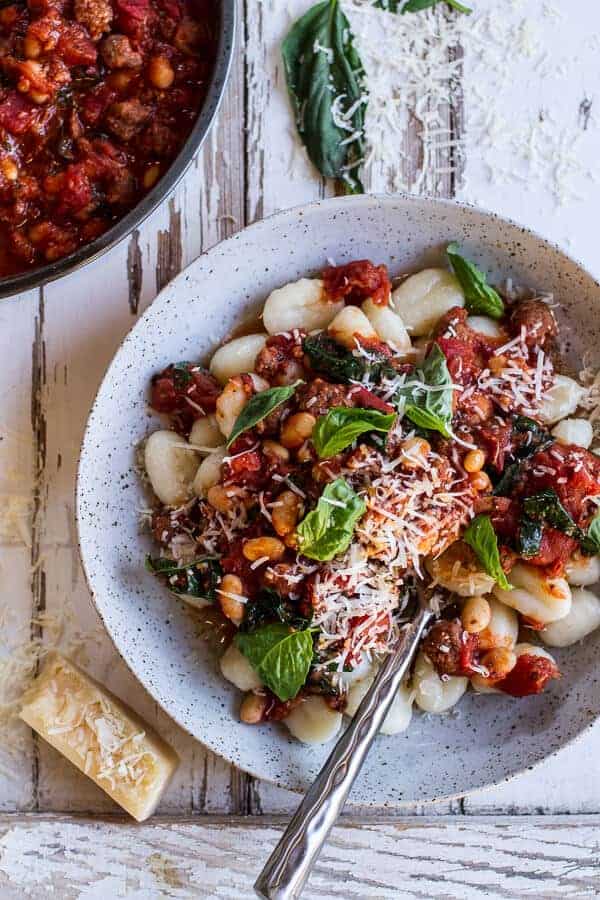 Crockpot Tuscan Sausage and White Bean Ragu with Buttered Gnocchi | halfbakedharvest.com @hbharvest