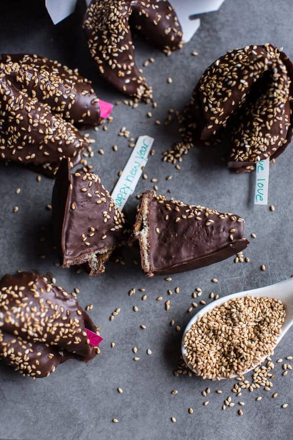 Chocolate Covered Toasted Sesame Fortune Cookies | halfbakedharvest.com @hbharvest