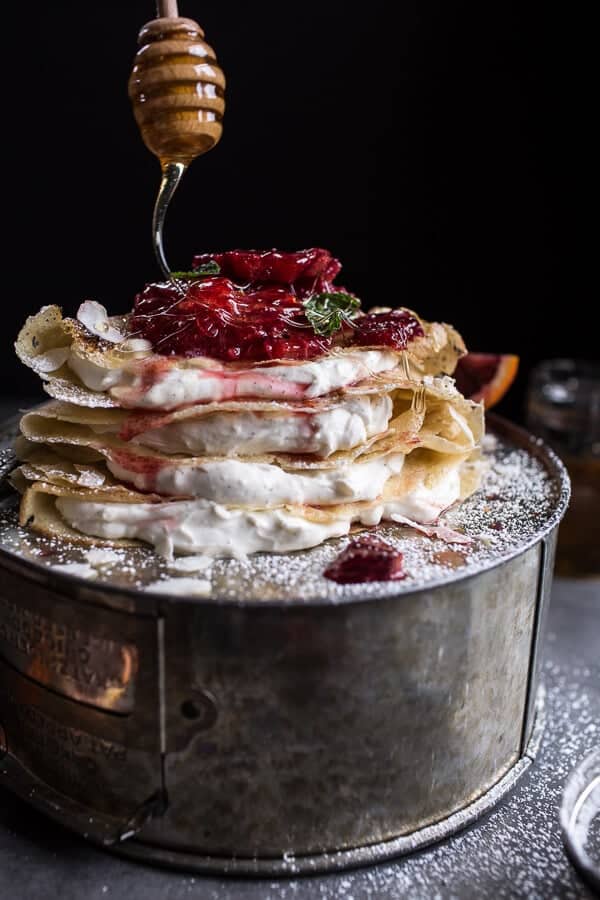 Coconut Honey Crepes with Whipped Mascarpone + Blood Orange Compote | halfbakedharvest.com @hbharvest