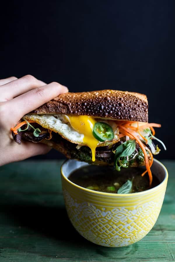 Short Rib Pho French Dip Banh Mi with Thai Basil Chimichurri | halfbakedharvest.com @ hbharvest