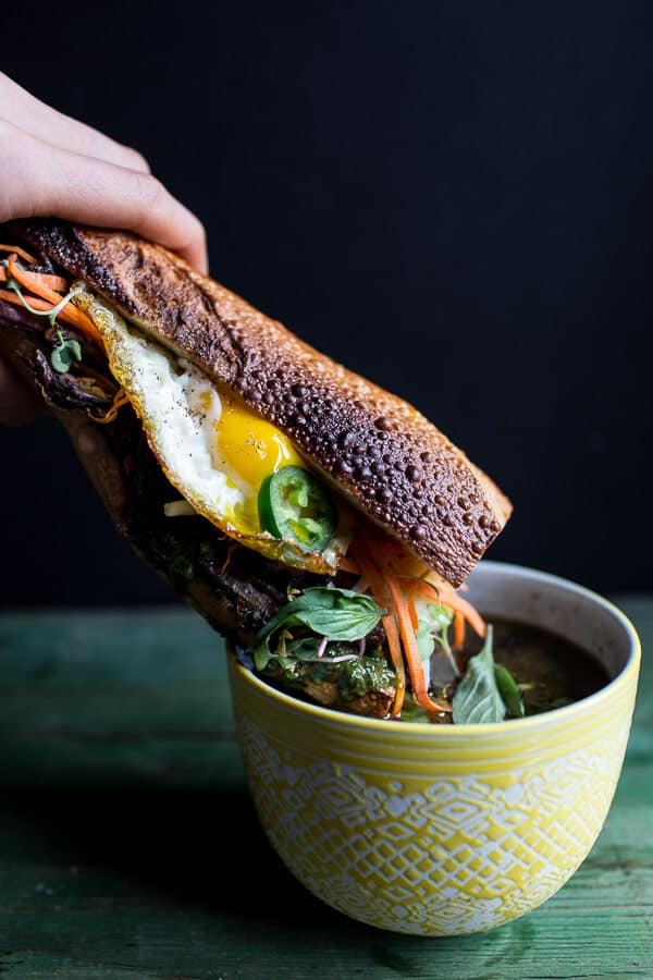 Short Rib Pho French Dip Banh Mi with Thai Basil Chimichurri | halfbakedharvest.com @ hbharvest