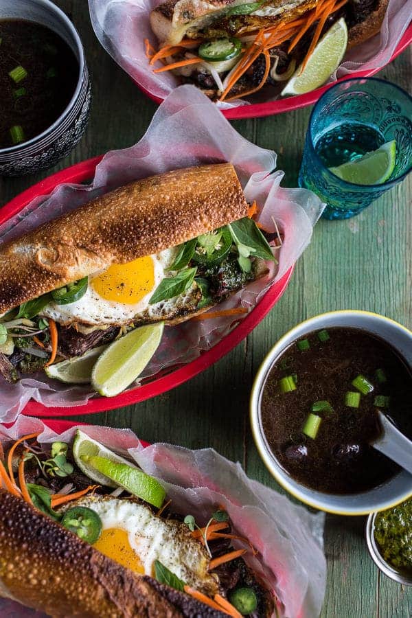 Short Rib Pho French Dip Banh Mi with Thai Basil Chimichurri | halfbakedharvest.com @ hbharvest