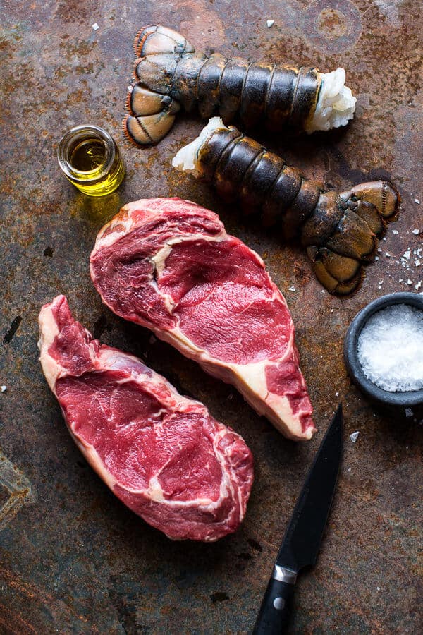 Surf and Turf- Steak and Lobster with Spicy Roasted Garlic Chimichurri Butter | halfbakedharvest.com @hbharvest