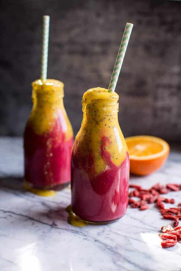 Island Mango Goji Berry Sunrise Smoothie | halfbakedharvest.com @hbharvest