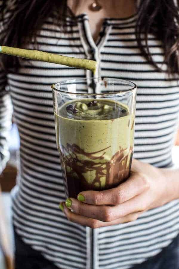 Vanilla Almond Matcha and Chocolate Lava Shake | halfbakedharvest.com @hbharvest