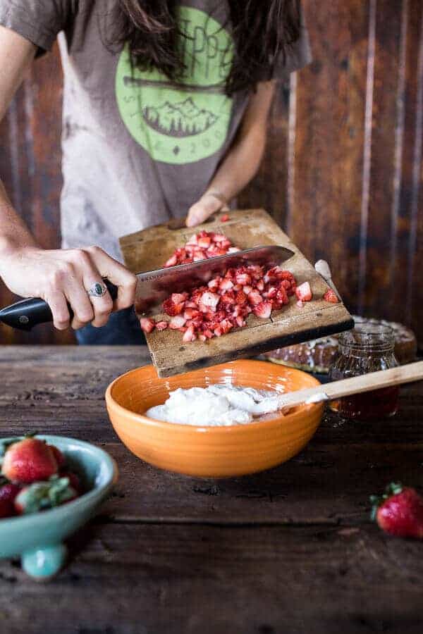 Almond Honey Cake with Strawberry Ripple Cream | halfbakedharvest.com @hbharvest